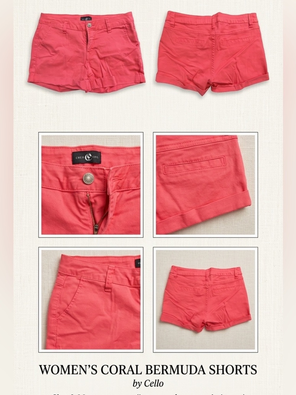 Cello Women’s Coral Pink Bermuda Shorts